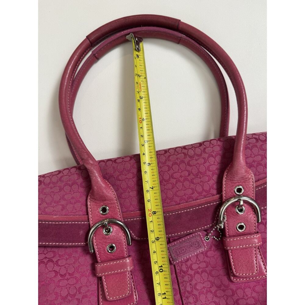 Vintage Coach Soho 7080 Pink Signature Jacquard Suede Flap Satchel Y2K Bag Rare - Picture 6 of 13